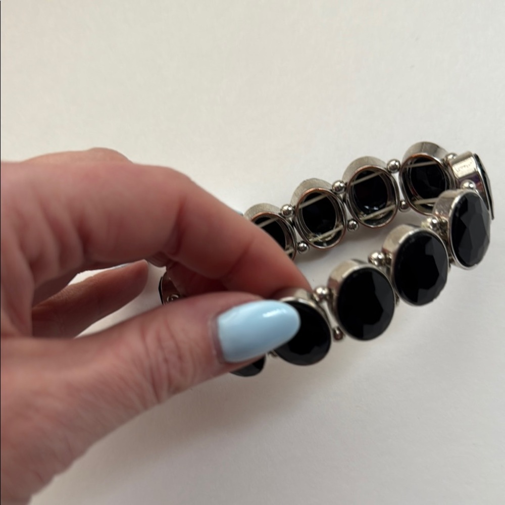Lia Sophia Black and Silver Stretch Bracelet - Picture 3 of 7